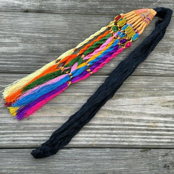 Paranda Hair Accessory Black with Multi color Traditional Hair Paranda Lot of 2 main image 10